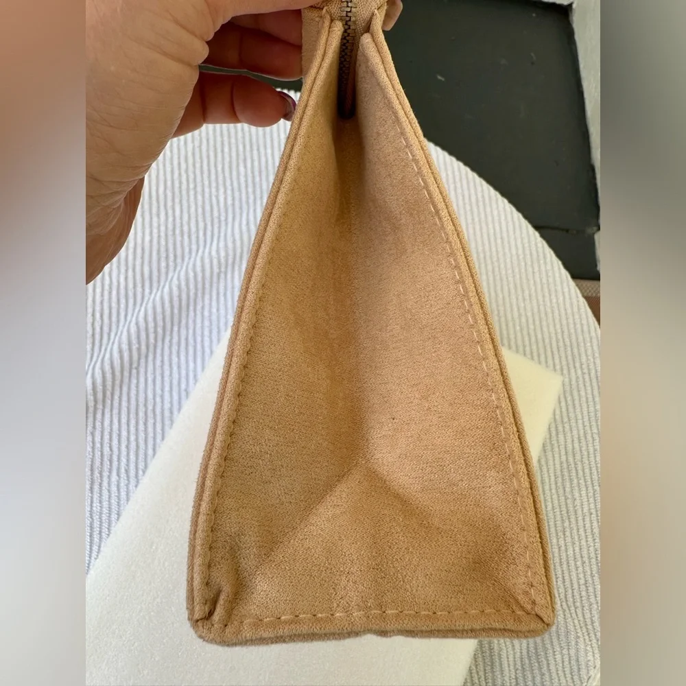 Michael Michael Kors Suede Tan Cosmetic Beauty Zipper Bag 8 1/2” X 6 1/4” X 3”